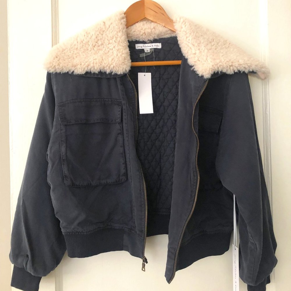 NWT: Earhart Jacket w/Faux Sherpa Collar, Young Fabulous & Broke SIZE SMALL